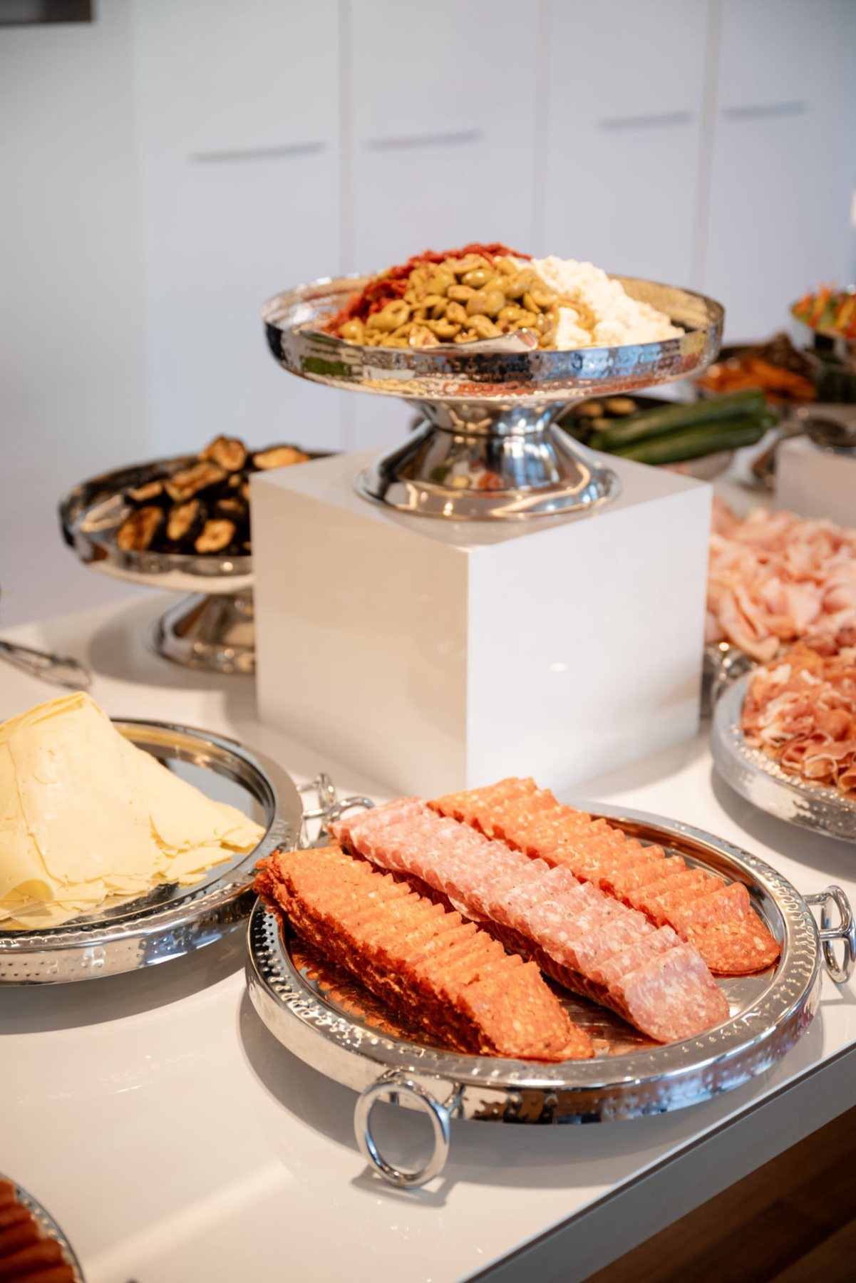 Cold meats styled on a silver platter