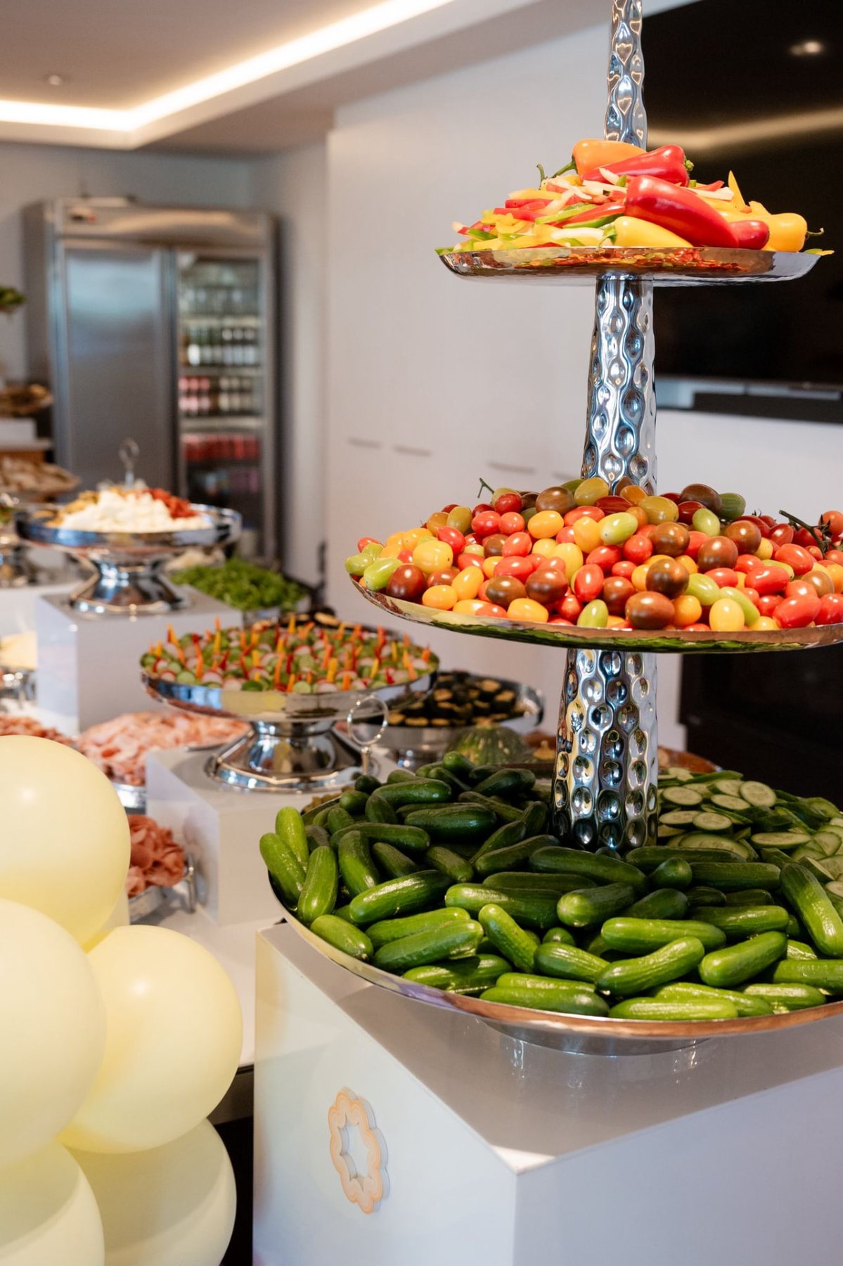 Fresh produce arranged for grazing